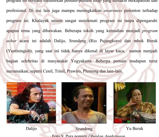 Foto 9. Para pemain Obrolan Angkringan (sumber: Screen capture Youtube TVRI Yogyakarta)