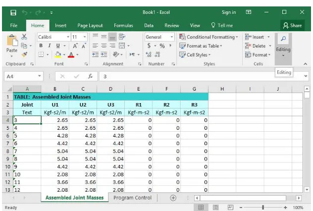 Gambar 3.28 Tampilan tabel hasil analisis pembebanan pada 