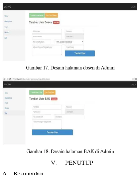 Gambar 17. Desain halaman dosen di Admin 