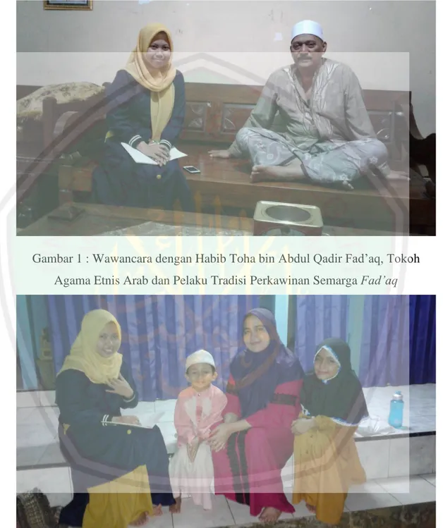 Gambar 1 : Wawancara dengan Habib Toha bin Abdul Qadir Fad‟aq, Tokoh  Agama Etnis Arab dan Pelaku Tradisi Perkawinan Semarga Fad‟aq 