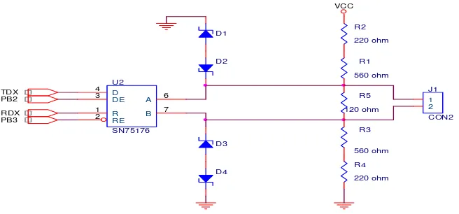Gambar 3.8 Rangkaian sistem komunikasi RS 485  