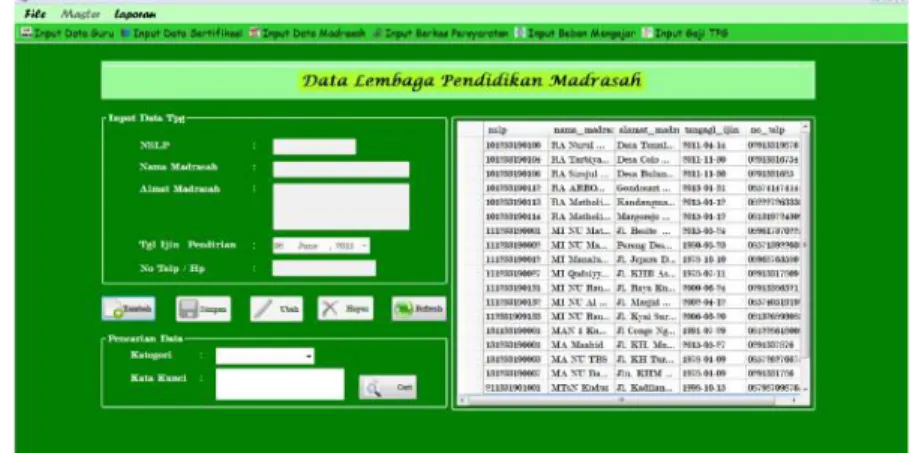 Gambar 6. Interface form data madrasah d. Interface Form Data Berkas Persyaratan
