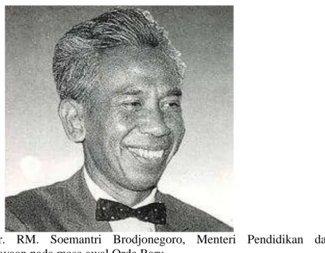 Gambar 1   Prof.Dr.  RM.  Soemantri  Brodjonegoro,  Menteri  Pendidikan  dan  Kebudayaan pada masa awal Orde Baru 
