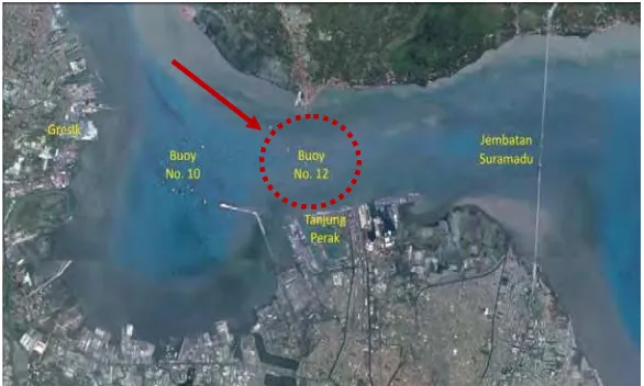Gambar 1. 3 Peta lokasi Buoy 12 Selat Madura (Sumber: Laporan final KNKT-12-12-04-03  