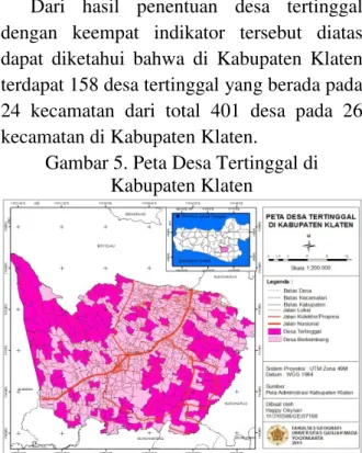 Gambar 5. Peta Desa Tertinggal di  Kabupaten Klaten 