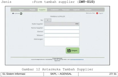 Gambar 11 Antarmuka Hapus Supplier 