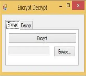 Gambar  7.  Antar muka Form utama : menu enkripsi dan menu dekripsi 