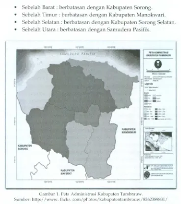 Gambar 1. Peta Administrasi Kabupaten Tambrauw. 