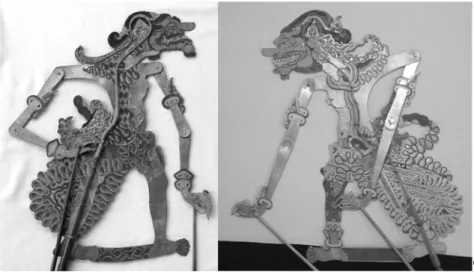 Gambar 6  Figur wayang Cakil gagrak Cirebon (kiri) dan gagrak Surakarta. 