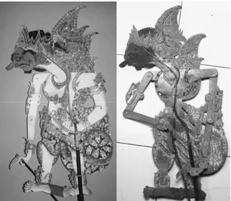 Gambar 8  Figur wayang Duryudhana gagrak Cirebon (kiri) dan gagrak  Surakarta.   