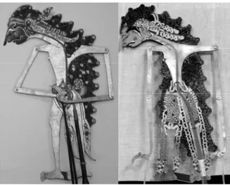 Gambar 4  Figur wayang Arjuna sebagai Mintaraga gagrak Cirebon (kiri) dan  gagrak Surakarta