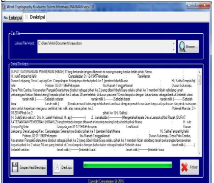 Gambar 15. Hasil Deskripsi Dokumen 