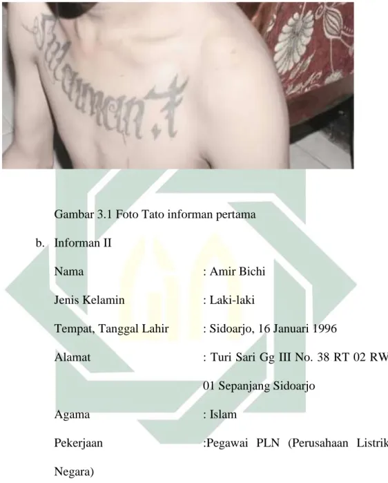 Gambar 3.1 Foto Tato informan pertama  b.  Informan II 