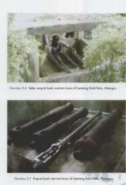 Gambar 2.6 Seiter empat buah meriam kuno di benteng Bukit Batu, Miangas 