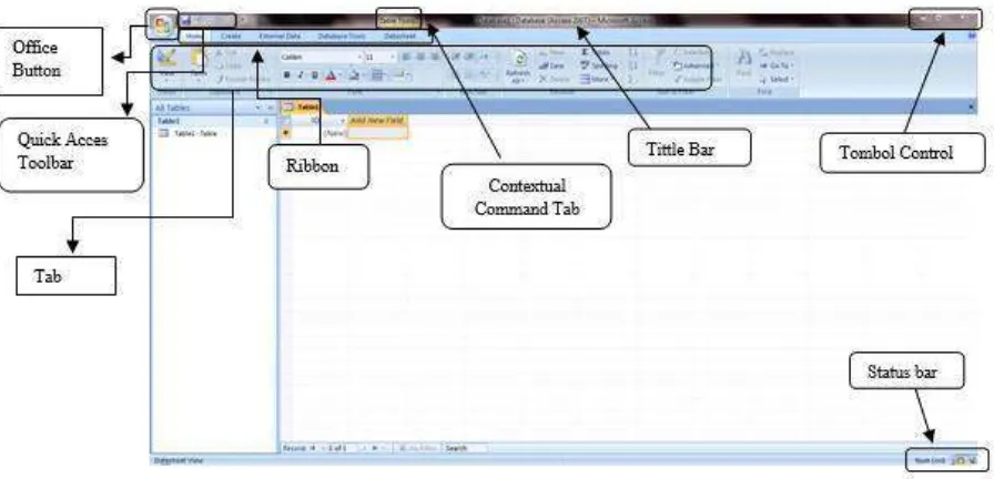 Gambar 1.2 Tampilan kerja Microsoft Office Acces 2007 