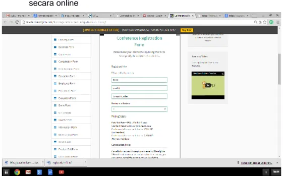 Gambar 18. Form Registrasi Secara Online Disalah Satu Situs Web 