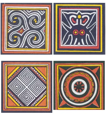 Gambar 1. Beberapa bentuk motif hias ukiran pada Tongkonan di Toraja (Dokumentasi BPCB Makassar, 2012)