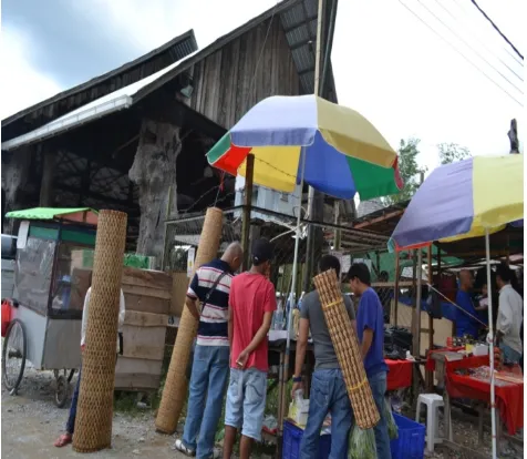 Gambar 3 Perdagangan Bidai di Pasar Sirikin, Malaysia 