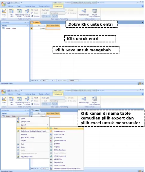 Gambar 2 Petunjuk Pembuatan Basis Data Dengan Microsoft Access 2007