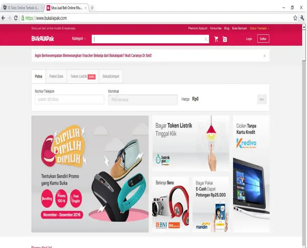 Gambar 4. Tampilan Homepage mendaftarkan toko dari situs www.bukalapak.com 