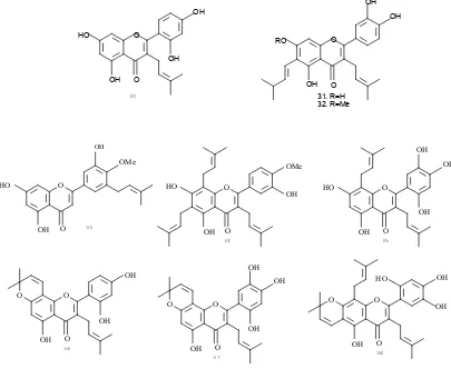 Gambar 8. Senyawa flavon yang mempunyai gugus isoprenil bebas pada C-3  