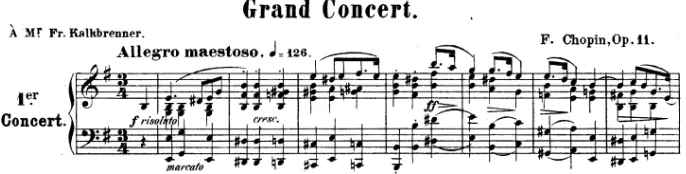 Gambar 2. Contoh tanda ekspresi tranquillo, con forza, dan poco agitato dalam potongan lagu Grand Concert karya Chopin  