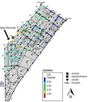 Gambar 3 Peta pemodelan jaringan  drainase 