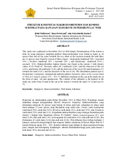 Struktur Komunitas Makrozoobenthos Dan Kondisi Substrat Pada Kawasan ...