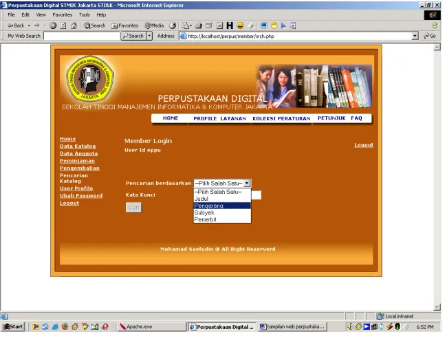 Gambar 5 Tampilan Pencarian Database Pustaka