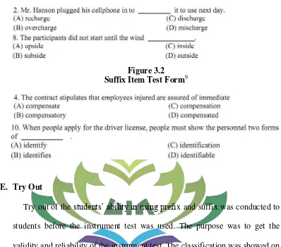 Suffix Item Test FormFigure 3.2 9 
