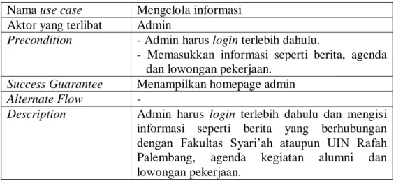 Tabel 3.7. Spesifikasi Use Case Melengkapi Biodata Pribadi  Nama use case  Melengkapi Biodata Pribadi 
