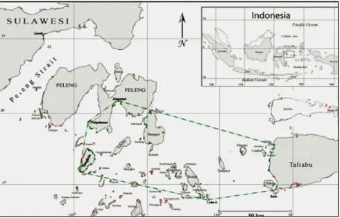 Gambar 1. Peta lokasi penelitian di Banggai Kepulauan, Sulawesi Tengah Figure 1. Map showing of the study in Banggai Islands, Central Sulawesi
