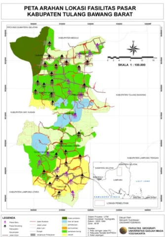 Gambar 9. Peta Arahan Lokasi Fasilitas Pasar Kabupaten  Tulang Bawang Barat 