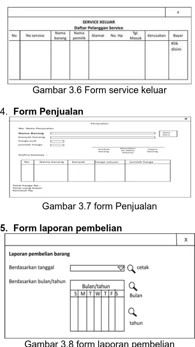 Gambar 3.6 Form service keluar  