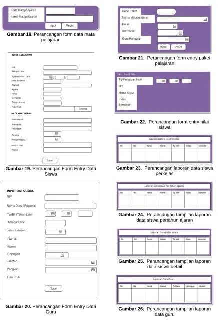 Gambar 18. Perancangan form data mata pelajaran 