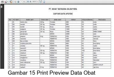Gambar 15 Print Preview Data Obat  