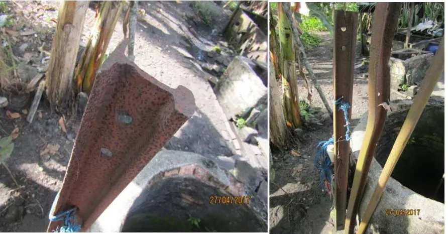 Gambar 1 dan 2.  Artefak di duga bekas Rel di Kampung Kualo (Doc. Balar Sumsel 2017)