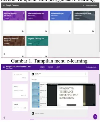 Gambar 1. Tampilan menu e-learning 