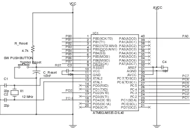 Gambar 3.2. Sistem Minimal ATMega8535. 