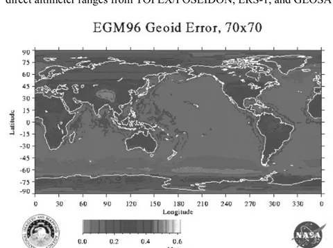Gambar 5  Kesalahan Geoid EGM96, dari [NASA/GSFC, 2004]. 