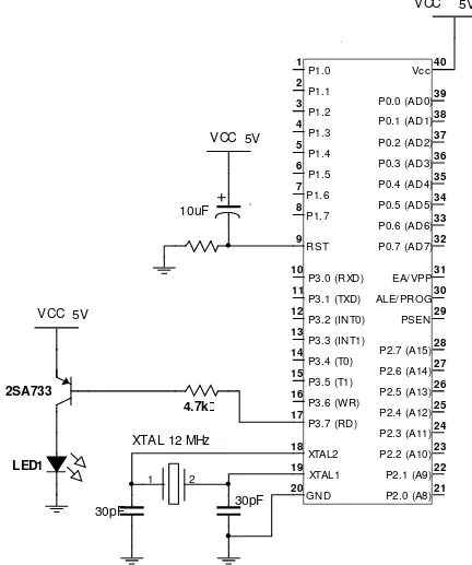 Gambar  3.3   Rangkaian mikrokontroler AT89S51 