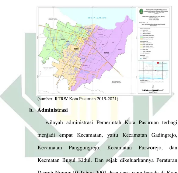 Gambar Kota Pasuruan ketika dilihat dari peta yaitu.  Gambar 3.1 Peta Kota Pasuruan 