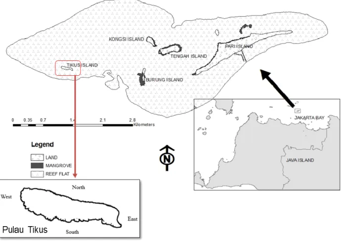 Gambar 1. Peta lokasi penelitian Pulau Tikus Gugusan Pulau Pari. 