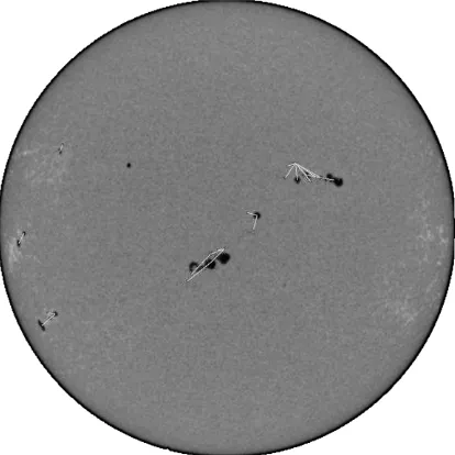 Gambar 6. Hasil clustering bintik matahari untuk Citra Matahari pada Gambar 5 