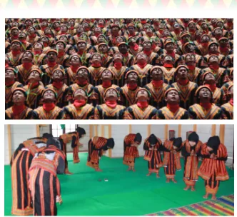 Gambar Tari Saman Sepuluh Ribu masuk rekor MURI (atas), tari Bines  (bawah). (Foto:lintasgayo)