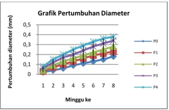 Gambar 3. Grafik pertumbuhan diameter  semai Accacia crassicarpa. 