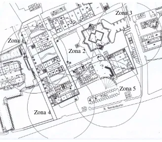 Gambar 3-2 Site Plan dan pembagian zona morfologi 