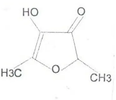 Gambar 1. Senyawa 2,5 dimetil-4-hidroksi-3(2H)-furanon (Buttery et al., 2001) 