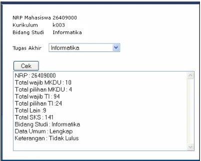 Gambar 15. Pengecekan Tugas Akhir 26409999 