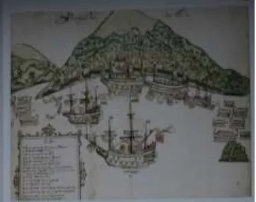 Gambar 3. Lukisan tentang kondisi Fortifikasi Mareko dan Rumtao Abad 17 M Archipel en Oceanie (Roever and Broemer, (Sumber:  Grote Atlas van de Verenigde Oost-IIndische Compagnie : Indische 2008)) 